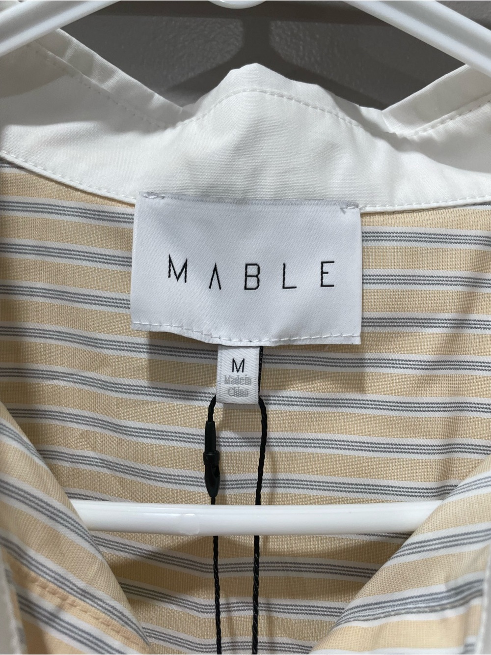 Mable Scallop-Collar Striped Button-Down Shirt in Yellow - Picture 2 of 7